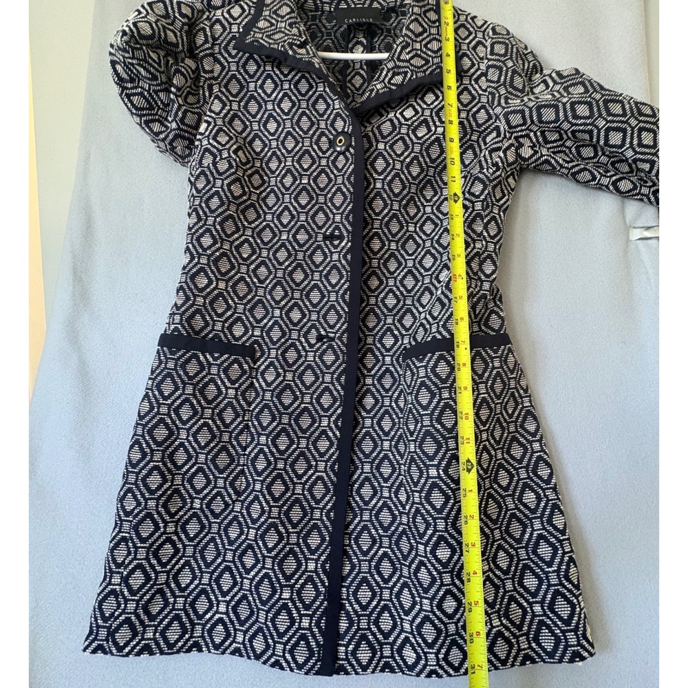 Carlisle Black Cream Geometric Diamond Jacquard Knit Coat Jacket Sz 4 - Picture 7 of 8